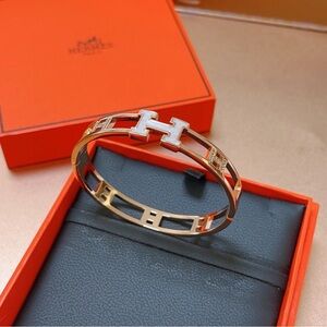 Hermes Gold and White Bracelet